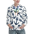 thumbnail image 1 of Daiia Navy Blue Anchors Pattern Women's Fashion Hoodies & Sweatshirts with Kangaroo Pocket Hooded Sweatshirt with Eye-catching Drawstrings-Medium, 1 of 7