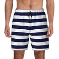 thumbnail image 1 of Daiia Navy Blue And White Stripes Mens Swim Trunks Swim Shorts Quick Dry Swim Shorts with Mesh Lining Pockets-Small, 1 of 9