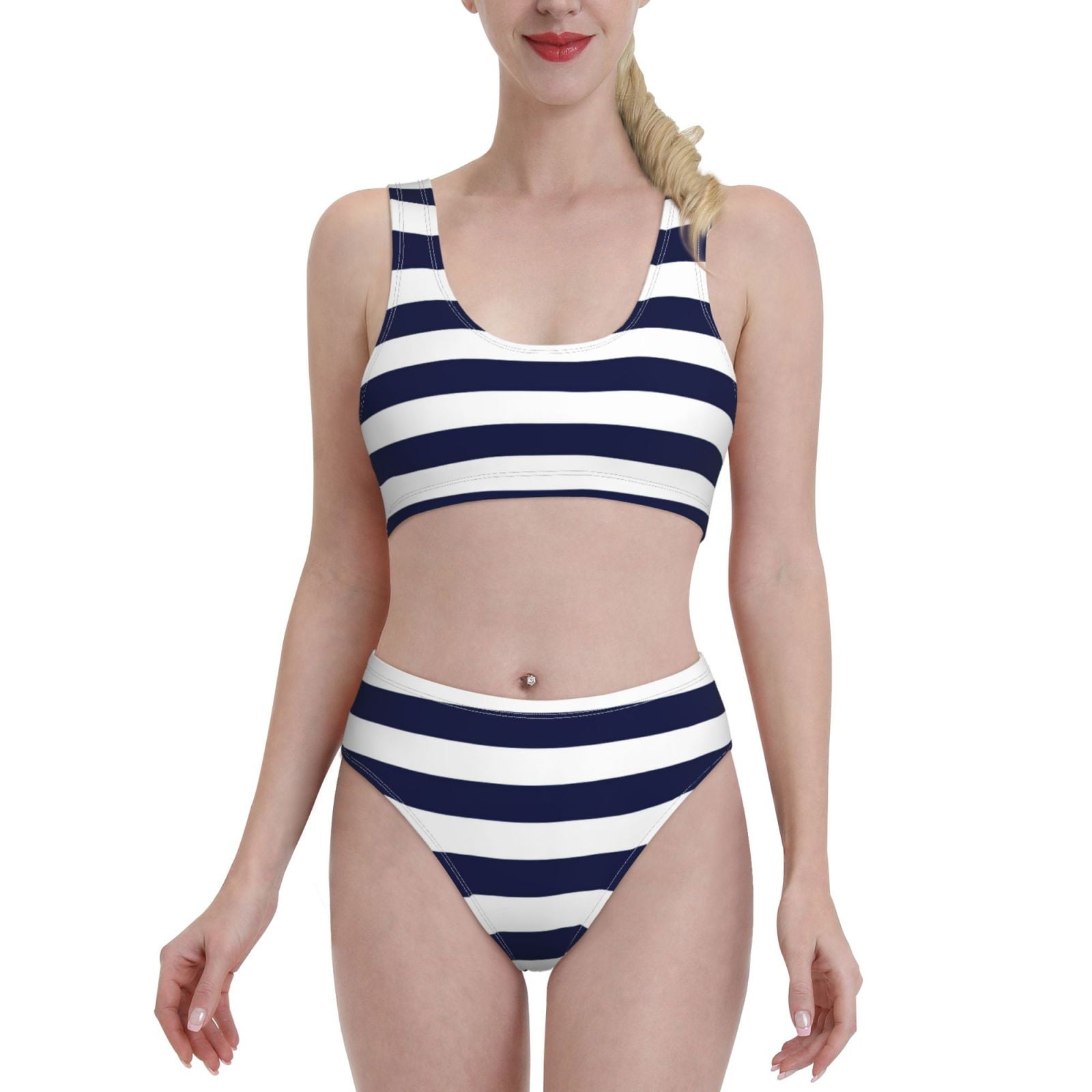 Blue & White Striped Nautical 2-Piece Bikini Set