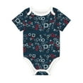 thumbnail image 1 of Daiia Navy Blue Geometric Printed Unisex-Baby Short Sleeve Onesies Bodysuits Baby Climbing Clothes Soft and Comfortable Romper with Expandable Shoulder Design-6 Months, 1 of 8