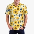 thumbnail image 1 of Daiia Navy Blue Leaf Sunflower Pattern Men’s Polo Shirts,Solid Deck Shirt,Classic Fit, Breathable Cotton Polo for Casual and Sport Wear-Medium, 1 of 7