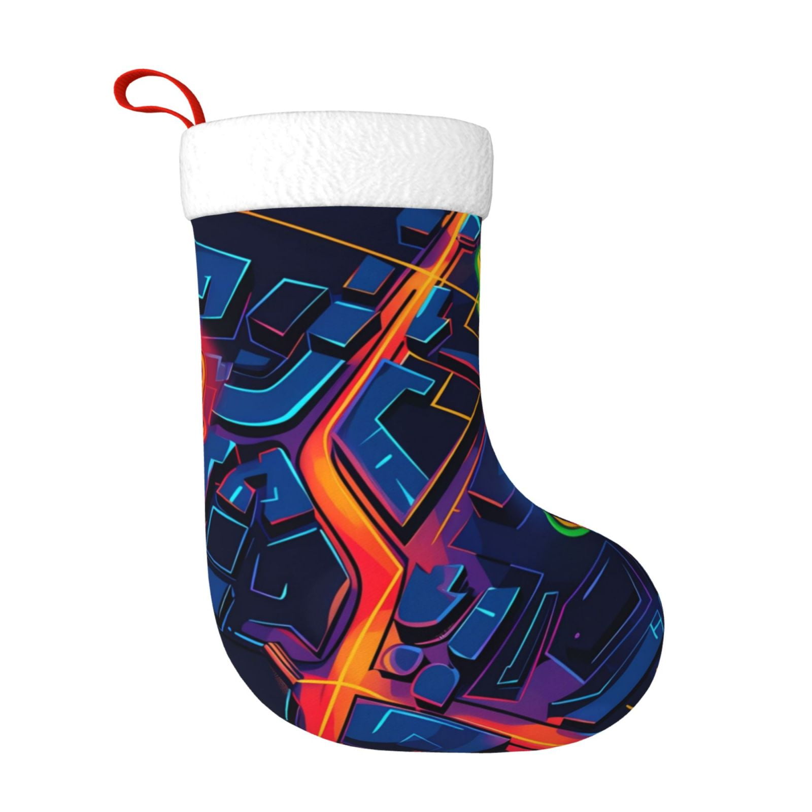 Daiia Neon City Map Print Christmas Stocking，18