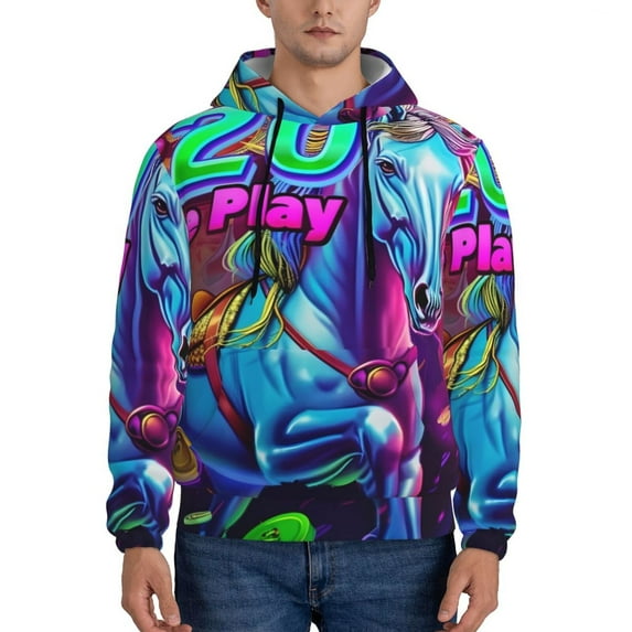 Daiia Neon Free Play for Men's Fashion Hoodies & Sweatshirts with Kangaroo Pocket Hooded Sweatshirt Breathable & Moisture Wicking-Small