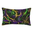 thumbnail image 1 of Daiia Neon Mardi Gras Bedding Waterproof Pillow Protector Zippered Queen – Bed Bug Proof Pillow Encasement-14"x20", 1 of 9