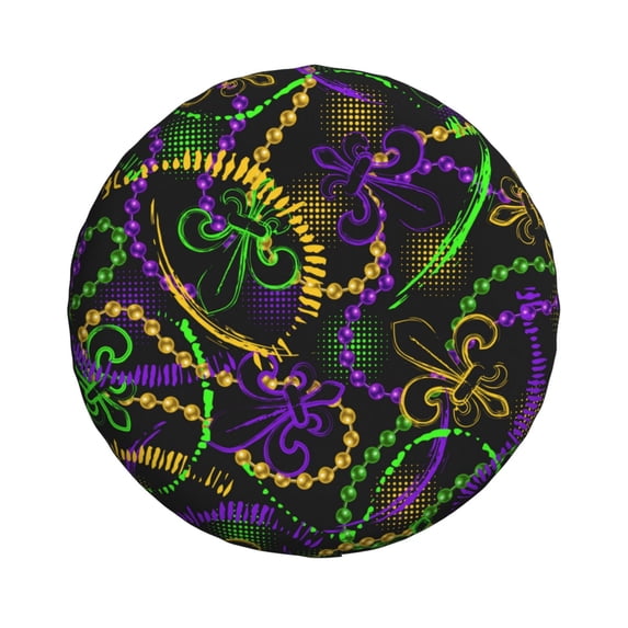 Daiia Neon Mardi Gras Tire Covers , Travel Trailer Camper Truck SUV Motorhome Waterproof Wheel Cover, Sun Rain Snow Protector-15 inch