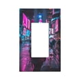 thumbnail image 1 of Daiia Neon Night Cityscape Pattern Decorator Wall Plate Child Safe Outlet Cover, Switch and Outlet Covers,Size 1-Gang 5.0" x3.0" , Polycarbonate Thermoplastic-Style U, 1 of 6