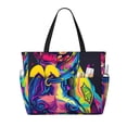 thumbnail image 1 of Daiia Neon Pop Art Pitbull Beach Travel Bag - Water-Resistant Beach Bag, Lightweight Tote with 7 Pockets for Women and Men - Gym,Pool,Camping,Reusable Grocery Bag, 1 of 7