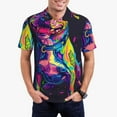 thumbnail image 1 of Daiia Neon Pop Art Pitbull Pattern Men’s Polo Shirts,Solid Deck Shirt,Classic Fit, Breathable Cotton Polo for Casual and Sport Wear-Small, 1 of 7