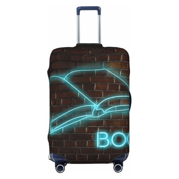 Daiia Neon Sign For Books Luggage Cover, Thickened Washable Travel Luggage Covers, Elastic Unique Baggage Covers for 18-20 inch Luggage-Small