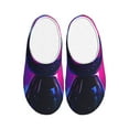 thumbnail image 1 of Daiia Neon Toy Cat Reflections Print Women’s Fuzzy Slippers Memory Foam Lightweight House Shoes Cozy Loafer Flannel House Shoes-40/41, 1 of 7