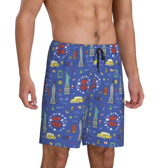 Daiia New-York City Mens Woven Stretch Pajama Short,Short Pajama Pants-X-Large
