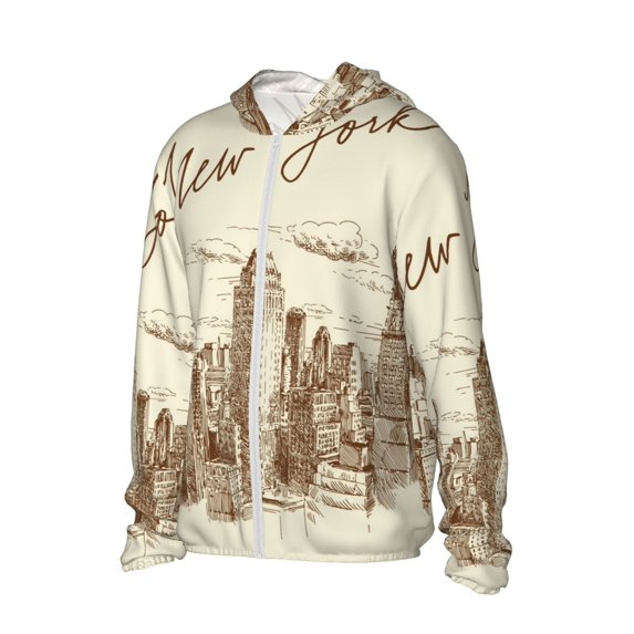 Daiia New York UPF 50+ Sun Protection Hoodie Jacket Lightweight Long Sleeve Sun Shirt for Women Men with Pocket Hiking Outdoor-Large