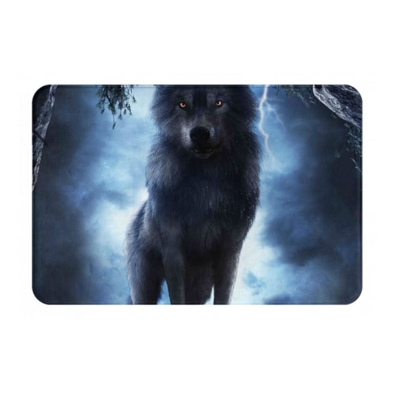 Daiia Night Scene of Wolves Front Door Mat, Heavy Duty Durable Welcome Mat for Outdoor Indoor, Dirt Trapper Waterproof Super Absorbent Door Mat, 16" x 24"