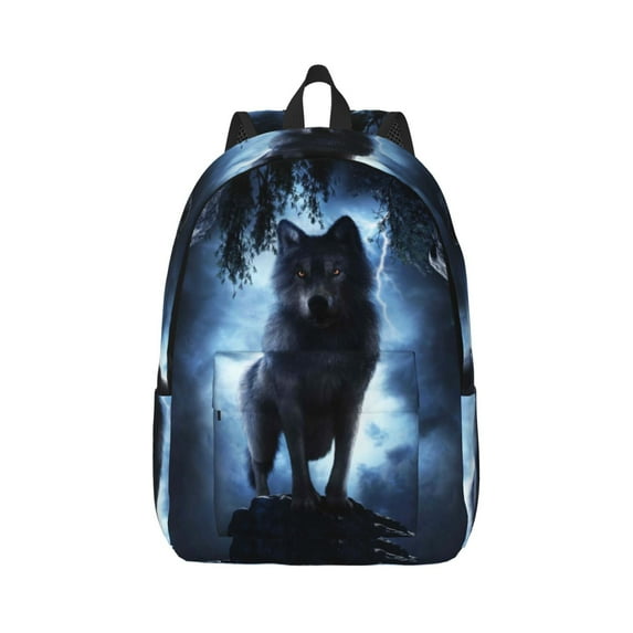 Daiia Night Scene of Wolves Vintage Canvas Backpack for Men and Women ,Hiking Backpack,Travel Laptop Bag for School,Large Capacity Backpack