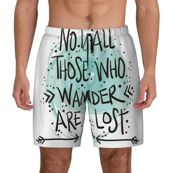 Daiia Not All Who Wander Are Lost1 Mens Swim Trunks Swim Shorts Quick Dry Swim Shorts with Mesh Lining Pockets-Medium