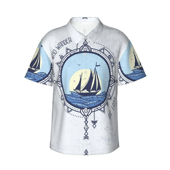 Daiia Not All Who Wander Are Lost2 Hawaiian Shirt for Men Gentle Cotton Regular Short Sleeve Casual-XX-Large