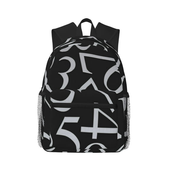 Daiia Numbers School Backpack for Men Women, Unisex Large Waterproof Bookbag Schoolbag Casual Daypack for High School/College/Teens/Travel/Work Black