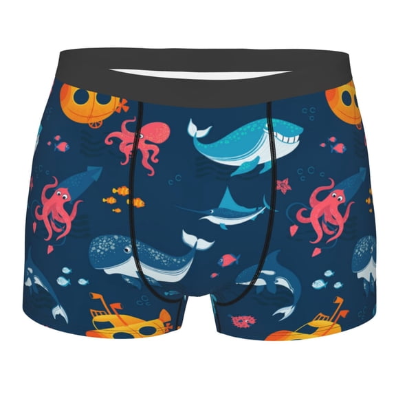 Daiia Ocean Floor Animals Men's Underwear Boxer Briefs, Cotton Stretch Moisture-Wicking Underwear-XX-Large