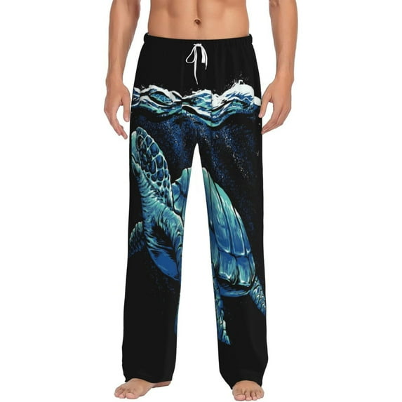 Daiia Ocean Turtle Men's Sleep Pant with Pockets and Drawstring,Pajama Pants-X-Large