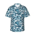 thumbnail image 1 of Daiia Ocean Waves Hawaiian Shirt for Men Gentle Cotton Regular Short Sleeve Casual-Medium, 1 of 9