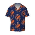 thumbnail image 1 of Daiia Octopus Men's Linen Shirts Short Sleeve Casual Shirts Button Down Shirt for Men Beach Summer Wedding Shirt-Small, 1 of 7