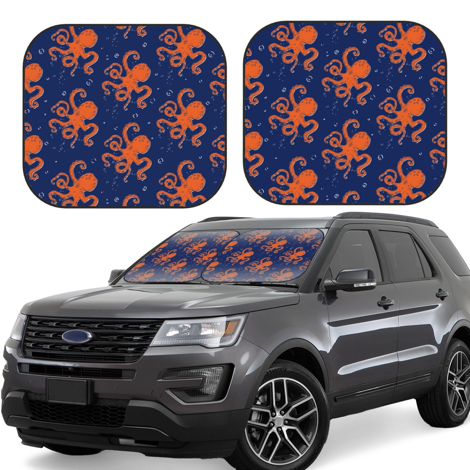 Daiia Octopus Windshield Sun Shade 2 Pack Foldable Car Front Window Sunshade For Most Sedans Suv