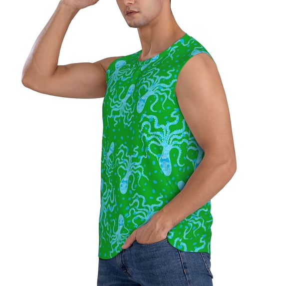 Daiia Octopus1 Printed Men's Tank Tops,Casual Soft Sleeveless Gym Muscle Shirts Bodybuilding Tee-3X-Large