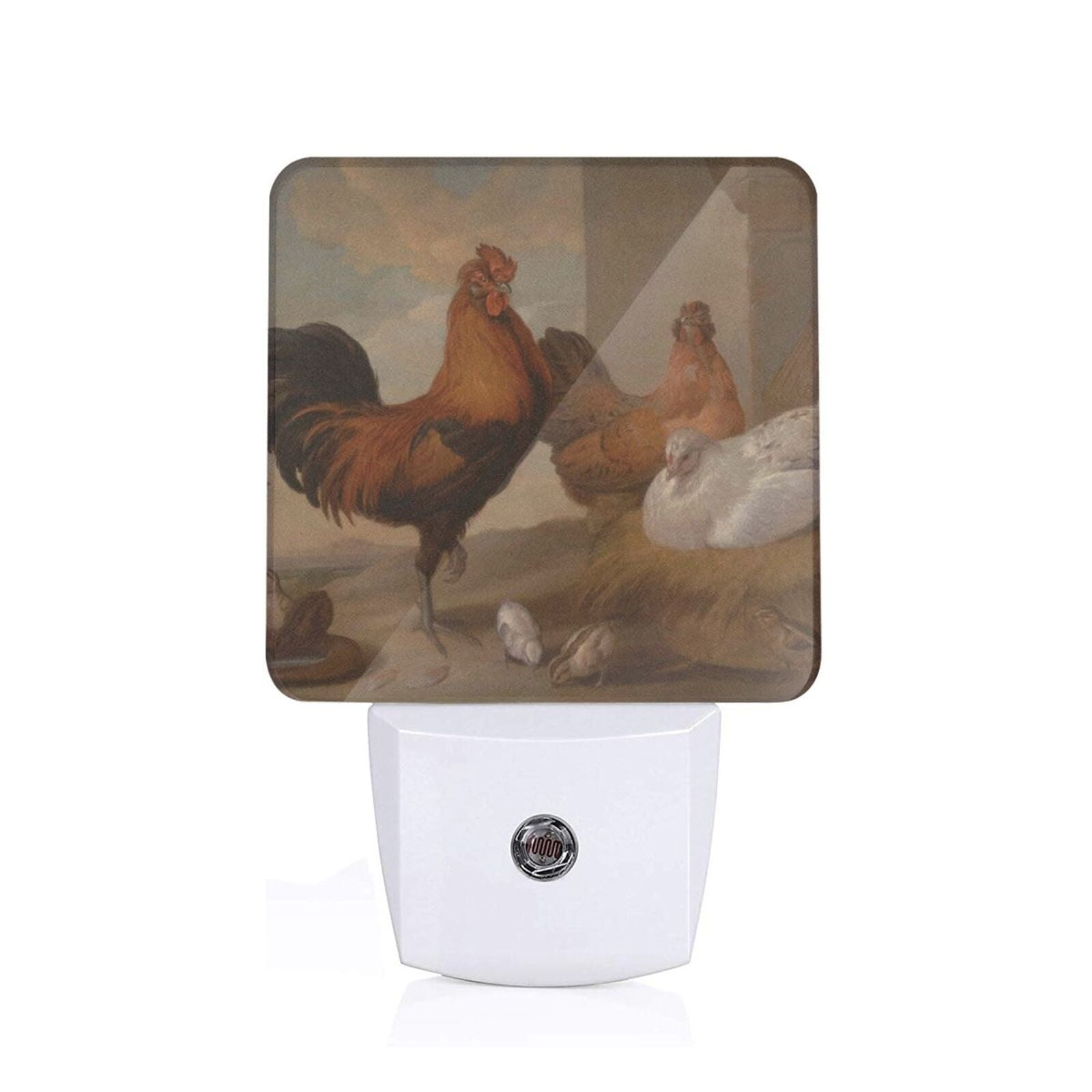 Daiia Oil Painting Chicken And Duck Pattern Plugin LED Backlit Night