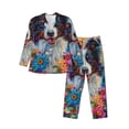 thumbnail image 1 of Daiia Oil Painting Sunflower Puppy for Men's Long-Sleeved Pajama Set – Soft & Comfortable Sleepwear Button-Up Pajamas Cozy Lounge Wear-XX-Large, 1 of 7