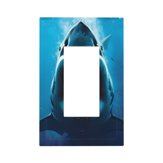 Daiia Open-Mouthed Shark Pattern Decorator Wall Plate Child Safe Outlet Cover, Switch and Outlet Covers,Size 1-Gang 5.0" x3.0" , Polycarbonate Thermoplastic-Style U