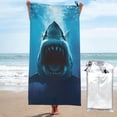 thumbnail image 1 of Daiia Open-Mouthed Shark Pattern Quick Dry Towel, Super Absorbent Travel Towel with Hanging Loop & Carabiner, Lightweight Compact Fast-Drying Microfiber Towel-31.5"x63", 1 of 8