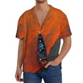 thumbnail image 1 of Daiia Orange Net Fishing Boat Men's Linen Shirts Short Sleeve Casual Shirts Button Down Shirt for Men Beach Summer Wedding Shirt-3X-Large, 1 of 6
