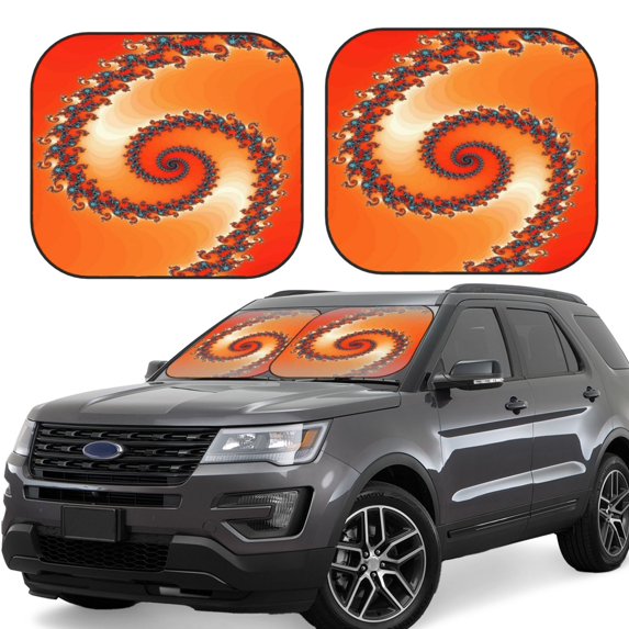 Daiia Orange Rotating 2PCS Car Windshield Sun Shade, Foldable Sun Shield for Car Front Window, Auto Sun Blocker Visor Protector Universal for Truck SUV Pickup-Large