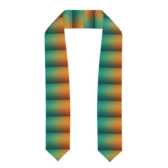 Daiia Orange To Teal Gradient Pattern Graduation Shawl Stole – Satin Graduation Stole Academic Stole Non-Slip Design-Flattened