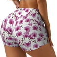 thumbnail image 1 of Daiia Orchids Flowers Pattern Women's Workout Shorts Biker Shorts - High Waisted Workout Spandex Tummy Control Gym Running Yoga Shorts-Large, 1 of 8