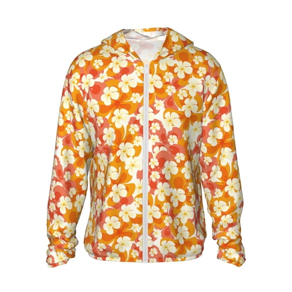 Daiia Orchids Flowers UPF 50+ Sun Protection Hoodie Jacket Lightweight Long Sleeve Sun Shirt for Women Men with Pocket Hiking Outdoor-Medium