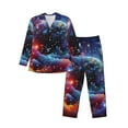 thumbnail image 1 of Daiia Outer Space Floating Numbers And Letters for Men's Long-Sleeved Pajama Set – Soft & Comfortable Sleepwear Button-Up Pajamas Cozy Lounge Wear-Large, 1 of 7