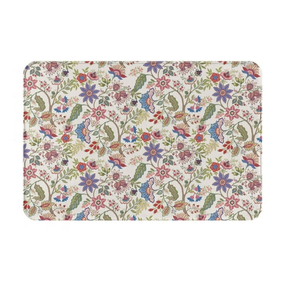 Daiia Paisley Flowers Front Door Mat, Heavy Duty Durable Welcome Mat for Outdoor Indoor, Dirt Trapper Waterproof Super Absorbent Door Mat, 16" x 24"