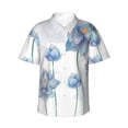 thumbnail image 1 of Daiia Pale Blue Lotus Flowers Hawaiian Shirt for Men Gentle Cotton Regular Short Sleeve Casual-3X-Large, 1 of 9