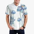thumbnail image 1 of Daiia Pale Blue Lotus Flowers Pattern Men’s Polo Shirts,Solid Deck Shirt,Classic Fit, Breathable Cotton Polo for Casual and Sport Wear-Small, 1 of 9