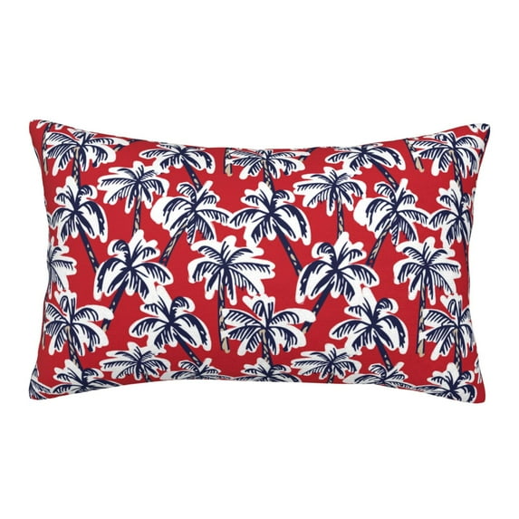 Daiia Palm Tree Pattern on Red Bedding Waterproof Pillow Protector Zippered Queen – Bed Bug Proof Pillow Encasement-16"x24"