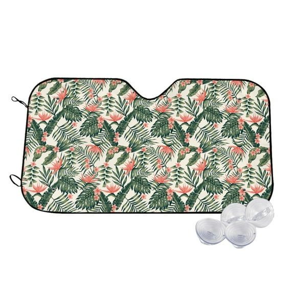 Daiia Palm Trees and Tropical Windshield Sun Shade for Car SUV Truck (Small ), Car Sun Shade Windshield, Car Shades for Front Windows, Sunshade for Car Windshield