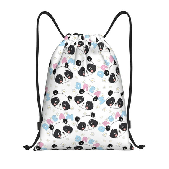 Daiia Panda Bear1 Pattern Drawstring Backpack, Gym Bag, Lightweight Backpack, Water-Resistant Bag Travel Sports Backpack, Fitness Bag, Yoga Bag-Small