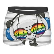 Daiia Panda with Sun glasses Men's Underwear Boxer Briefs, Cotton Stretch Moisture-Wicking Underwear-Small