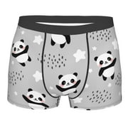Daiia PandasBetween Clouds and Stars Men's Underwear Boxer Briefs, Cotton Stretch Moisture-Wicking Underwear-Small