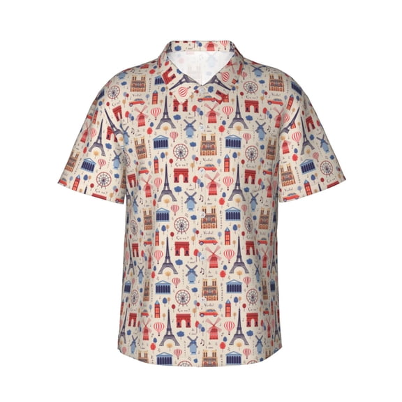 Daiia Paris Hawaiian Shirt for Men Gentle Cotton Regular Short Sleeve Casual-Small