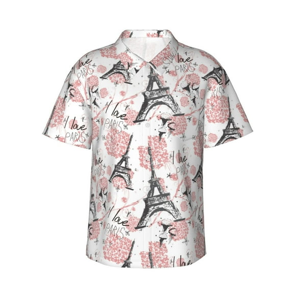 Daiia Paris Hawaiian Shirt for Men Gentle Cotton Regular Short Sleeve Casual-Small