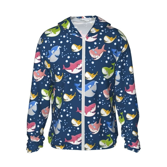 Daiia Party Shark Cute UPF 50+ Sun Protection Hoodie Jacket Lightweight Long Sleeve Sun Shirt for Women Men with Pocket Hiking Outdoor-XX-Large