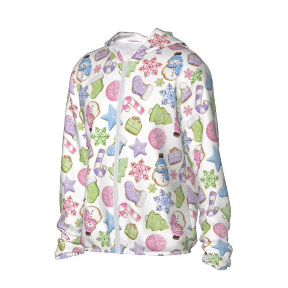 Daiia Pastel Christmas Cookies UPF 50+ Sun Protection Hoodie Jacket Lightweight Long Sleeve Sun Shirt for Women Men with Pocket Hiking Outdoor-Small