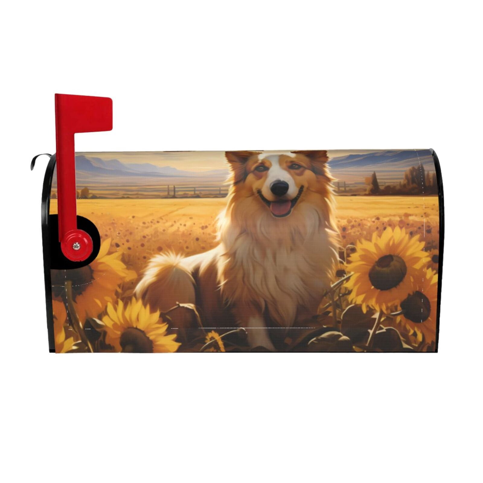 Kuizee Magnetic Mailbox Cover - Autumn Watercolor Sunflower Pumpkin Design, Weatherproof PVC Wrap - View #6